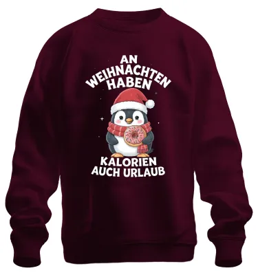 Immagine prodotto di Natale Pinguino Ciambella Calorie Avere Vacanze Divertente Regalo Unisex Felpa Pullover, Borgogna, XL