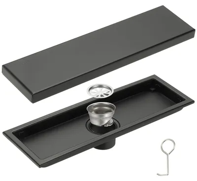 Imagen del producto de Rejilla de desagüe rectangular de acero inoxidable con filtro para cabello