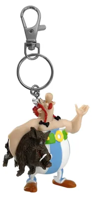 Productafbeelding van Asterix sleutelhanger, Obelix met wildzwijn, 14 cm