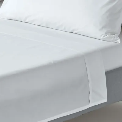 Produktbild von HOMESCAPES Bettlaken ohne Gummizug weiss, Fadendichte 200, 240 x 275 cm