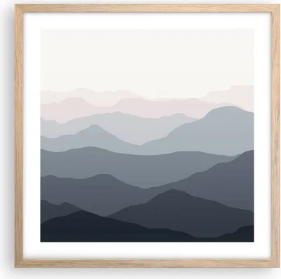 Produktbild von Gerahmtes Poster - Rahmen in heller Eiche - Berge Grafiken Buntstift - 50x50 cm - Wand Bild - Wanddeko - Wandbilder - Kunstposter - Wandposter - Bilderrahmen - Bilder - Kunstdruck - P2NAC50x50-4389