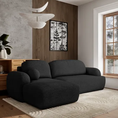 Produktbild von Masseno Ecksofa MODENZA N L-S mit Schlaffunktion L-Form, Sofa mit Bettkasten, Wohnzimmersofa, Couch, Soffa, Bettsofa, Couchgarnitur- Schwarz, NOW OR NEVER 100