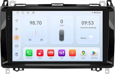 Zdjęcie produktu dla Radio samochodowe z Bluetooth – CarPlay – Do Mercedes-Benz B200 / Sprinter W906 / Viano / Vito W639 – Kompatybilne z Apple i Android – Stereo – System nawigacyjny