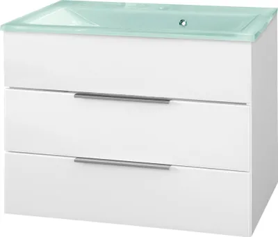 Produktbild von Fackelmann KARA Badmöbel Set 2-teilig, 80 cm, Weiß, Glas Mint, 2 Schubladen