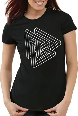 Produktbild von style3 Escher Dreieck Damen T-Shirt, Farbe:Schwarz, Größe:2XL