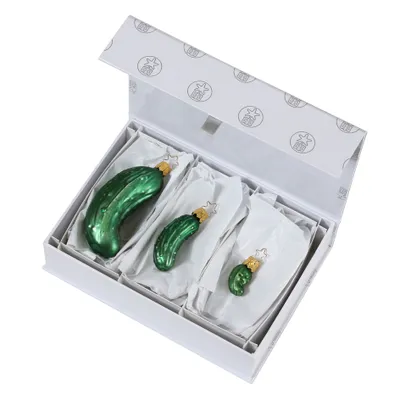 Immagine prodotto di 3 cetriolini di Natale 4,5 - 11,5 cm - Inge-Glas 10115S015 Il cetriolino di Natale - Decorazione per albero di Natale in vetro soffiato a bocca