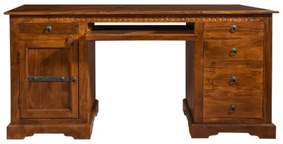 Immagine prodotto di MASSIVMOEBEL24 | scrivania in legno di Acacia 158x54x76 miele dorato laccato OXFORD #0522