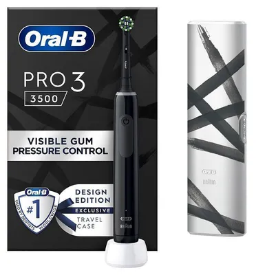 Produktbild von Oral-B Pro 3 3500 Elektrische Zahnbürste Schwarz – Reiseetui – 3 Modi