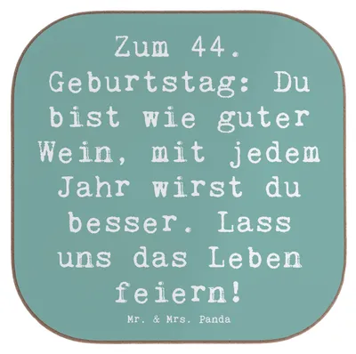 Produktbild von Mr. & Mrs. Panda Tischuntersetzer Spruch 44. Geburtstag - Meeresbrise - Geschenk, jedes Jahr besser, Alter, gläseruntersetzer, Altern, humorvoll, Tassen Untersetzer, Glas