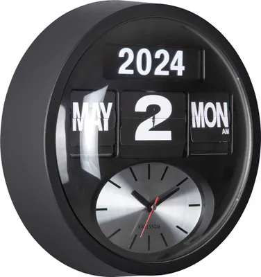 Produktbild von Karlsson - Wanduhr Round Flip - Schwarz - Ø32,6cm