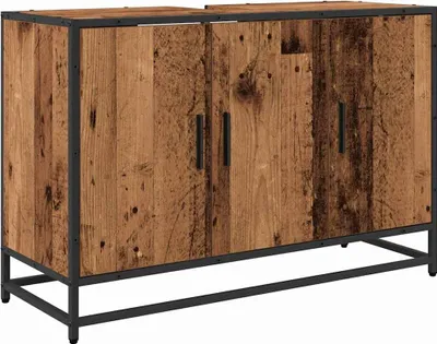 Produktbild von vidaXL Badezimmerschrank mit Tür Altholz 90 x 33 x 60 cm Holzwerkstoff