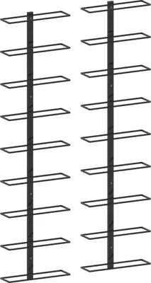 Productafbeelding van Set van 2 wandplanken voor wijn, gemaakt van ijzer, afmetingen 24 x 95,4 x 8 cm