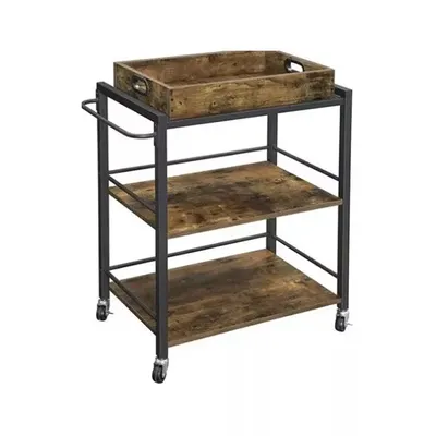 Produktbild von In And OutdoorMatch Servierwagen auf Rädern Jippie - Industrial - Servierwagen - Barwagen - Getränkewagen - 3 Tabletts - 65x40x86cm