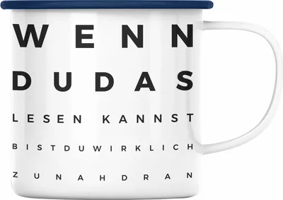 Produktbild von Trendation - Optiker Geschenk Emaille Tasse Augenarzt Lustiger Spruch Augenarztpraxis Geschenke Optikerin Meister Meisterin (Blau)