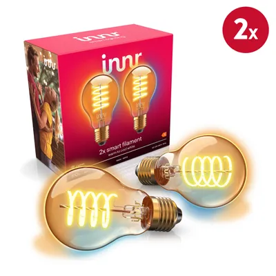 Produktbild von Innr Zigbee E27 Smart Lampe, funktioniert mit Hue* (Bridge erforderlich), Filament LED Glühbirne, Warmweiß bis Kaltweiß, Dimmbar, 610lm, 4-er Pack