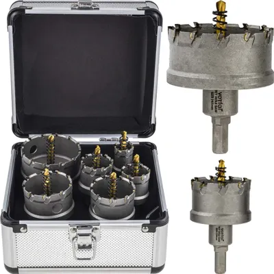 Produktbild von TCT Lochsäge 6-tlg. Set Kreisschneider 22 - 65 mm Bohrkronen Hartmetall Metall Edelstahl