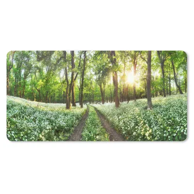 Produktbild von MuchoWow® Schreibtischunterlage Wald - Blumen - Frühling 80x40 cm - XXL Mauspad - Gaming Mauspad