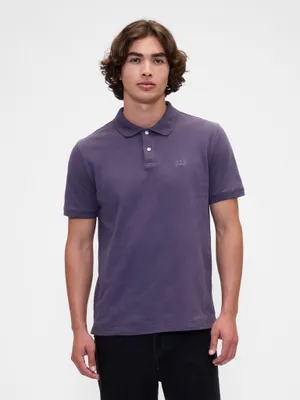 Produktbild von GAP Herren Polohemd Größe S Lila aus 100 % Baumwolle mit Piqué-Struktur und Knopfleiste
