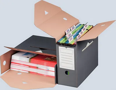 Produktbild von Hängemappenboxen, Pappe, grau, Innenmaß 328x265x115 mm