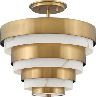Produktbild von Deckenleuchte Metall rund D: 37,3 cm in Messing Antik E14 3-flammig Jugendstil Deckenlampe