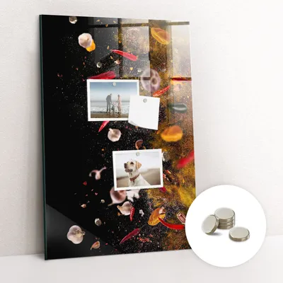 Obrázok produktu pre Magnetická tabuľa na stenu - Memo Tabuľa Sklenená - vrátane 5 magnetov - 40x60 cm - Výbuch chutí