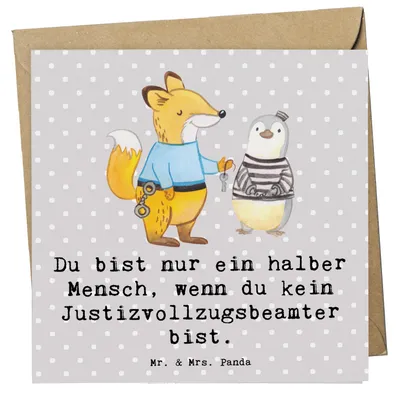 Produktbild von Mr. & Mrs. Panda Glückwunschkarte Justizvollzugsbeamter Herz - Grau Pastell - Geschenk, Spruch, Lustig, doppelkarte, Klappkarte, anlasskarte, faltkarte, Gefängnis, Witzig