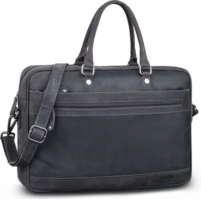 Produktbild von ROYALZ "Charleston" Echtleder Aktentasche Herren Umhängetasche Leder groß modern - Business Laptoptasche 14 - 15.6 Zoll Ledertasche als Henkeltasche Schultertasche