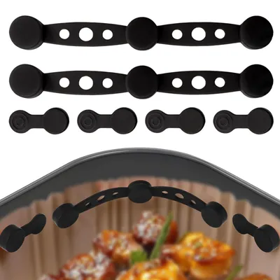 Silikon-Magnetklammern für Airfryer, 2 Sets, 6 Stück, schwarz