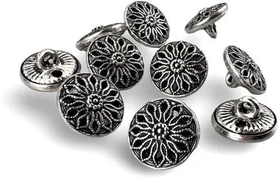 Obrázek produktu pro 10 kusů starožitných stříbrných knoflíků z kovu, 14 mm