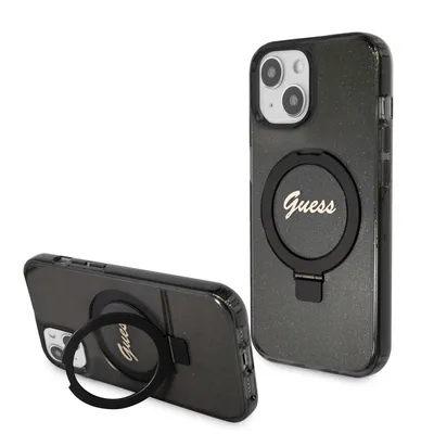 Image de Guess Guhmp15Shrsgsk Iphone 15 / 14 / 13 6.1 Czarny/Noir Hardcase Ring Stand Script Glitter Magsafe