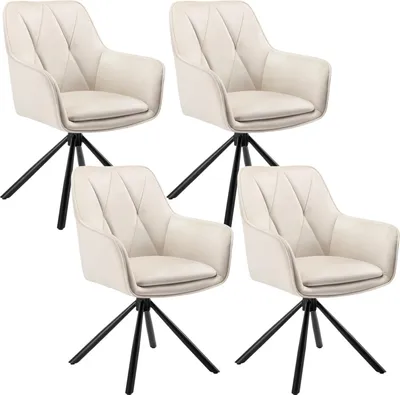 Produktbild von EUGAD 4x Esszimmerstuhl drehbar mit Armlehnen, Polsterstuhl aus Samt, Beige