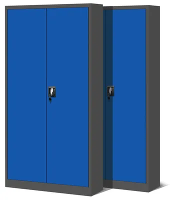 Immagine prodotto di set di 2 schedari C001H Armadio per ufficio Armadio in metallo Armadio in acciaio Armadio per utensili Armadio in lamiera d'acciaio verniciato a polvere Armadio con ante a battente Chiudibile a chiave 195 cm x 90 cm x 40 cm Colore: antracite/blu