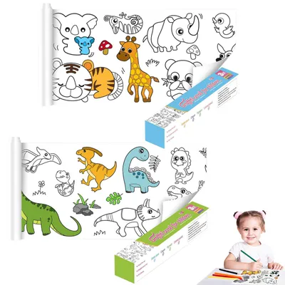Productafbeelding van Knipbare rollen papier voor kinderen - tekenpapier om uit te rollen - 30x300 cm - 2 stuks