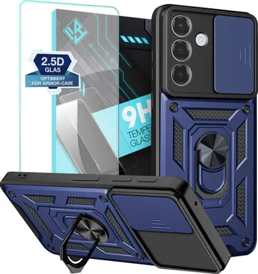 Produktbild von Armor Handyhülle für Samsung Galaxy S26 mit 9H Displayglas Displayschutz Kameraschutz Handy Panzer Case Cover Schutzhülle Outdoor Farbe: Blau