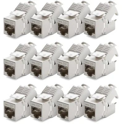 Produktbild von deleyCON CAT 8 Keystone Jack Modul RJ45 STP Verbinder, 12 Stück