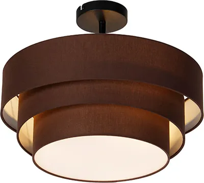 Produktbild von QAZQA - Moderne Deckenleuchte I Deckenlampe I Lampe I Leuchte braun 45 cm 3-flammig - Drum mit Schirm Trio I Wohnzimmer I Schlafzimmer - Textil Rund - LED geeignet E14
