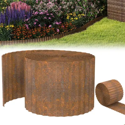 Immagine prodotto di QEENTOE Bordatura per prato in metallo, ideale per delimitare aiuole, lunghezza 15 metri, altezza 18 cm. Perfetta per la delimitazione del prato, flessibile e adatta per gli appassionati di giardinaggio e di progettazione del paesaggio