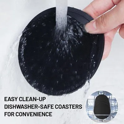 Immagine prodotto di Sottotazze in silicone - assorbenti - 12 pezzi - nero - silicone