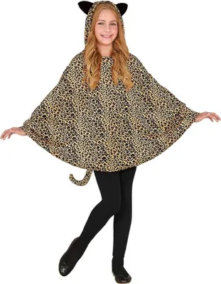 Produktbild von Kinder Leopard Poncho Einheitsgröße mit Kapuze, Öhrchen und Schwanz