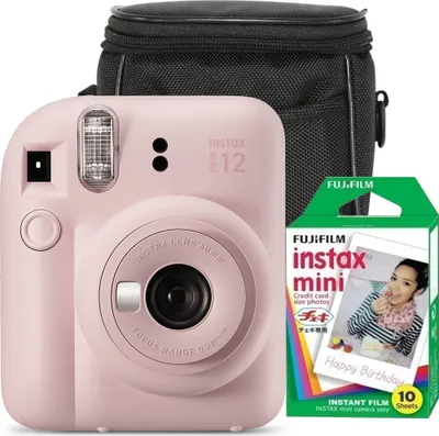 Obrázok produktu pre Súprava instantného fotoaparátu Fujifilm Instax Mini 12, kvetinová ružová, s 10 filmami a puzdrom, instantné fotoaparáty