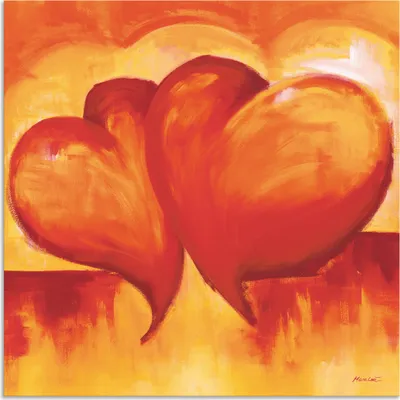 Produktbild von ARTland Wandbild Alu für Innen & Outdoor Abstrakte Herzen - Orange Größe: 70x70 cm