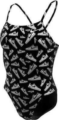Produktbild von Nike Swim Hydrastrong Multi Print Cutout Badeanzug Schwarz 36 Damen Schwarz 36