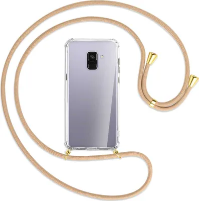 Produktbild von Handykette Backcover-Schutzhülle mit Band (Metall goldfarben) für Samsung Galaxy A8 Plus 2018 - beige