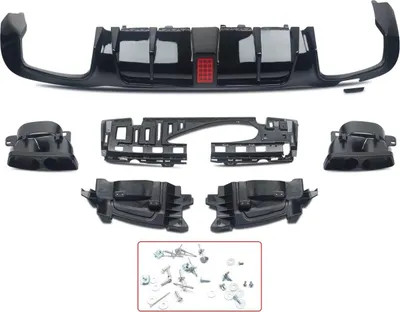 Obrázok produktu pre Difúzor zadného nárazníka s krytmi výfuku – pre Mercedes E-Class W213 E300/E400/AMG E63 (2016–2020) – štýl AMG – športový a luxusný
