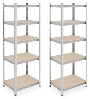 Stahlregal-Set 2er-Pack 180x60x45 cm 500 kg 5 Böden silber
