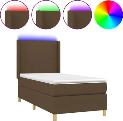 Obrázok produktu pre vidaXL Boxspring posteľ s matracom a LED tmavohnedá 90x190 cm látka