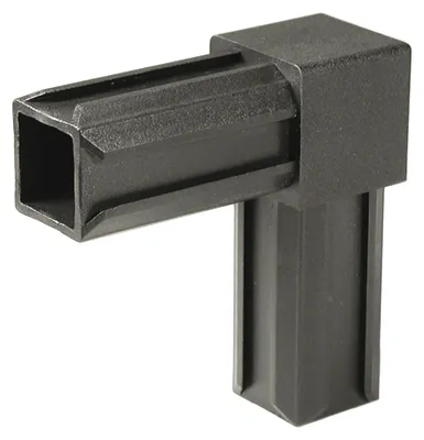 Obrázek produktu pro Alberts 859831, koleno pro potrubí, 90°, plast, černé barvy, rozměry 20 x 20 x 1,5 mm, balení 10 kusů