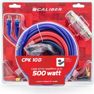 Image de Caliber Kit de câbles audio pour amplificateur de voiture - Câble pour subwoofer de 500 watts - Kit de 4 câbles - 5 mètres (CPK10D)
