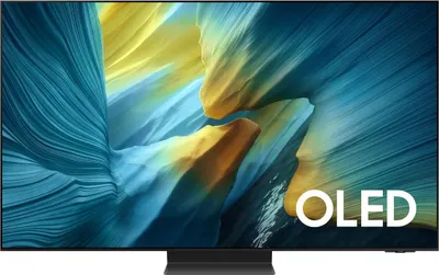 A modern television displaying a colorful abstract image.