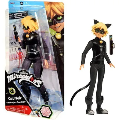 Obrázek produktu pro Figurka Chat Noir z Miraculous, značka BANDAI, 26 cm, artikulovaná figurka, s doplňkem